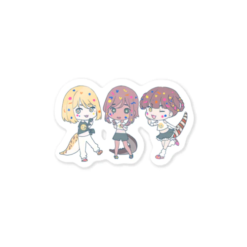 とかげっこ3人 Sticker