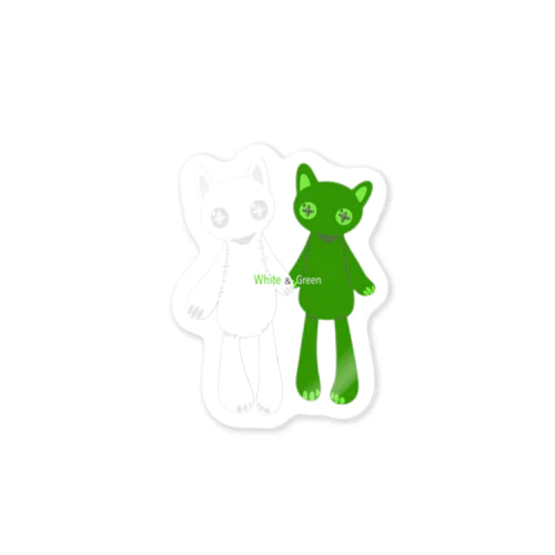 推しペアCATDOLL（White＆green） Sticker