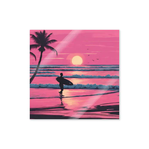 Tropical Beach Surfer Sticker