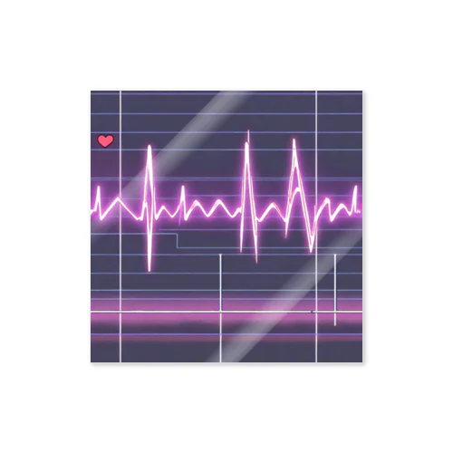 かっこいい心電図波形 ステッカー