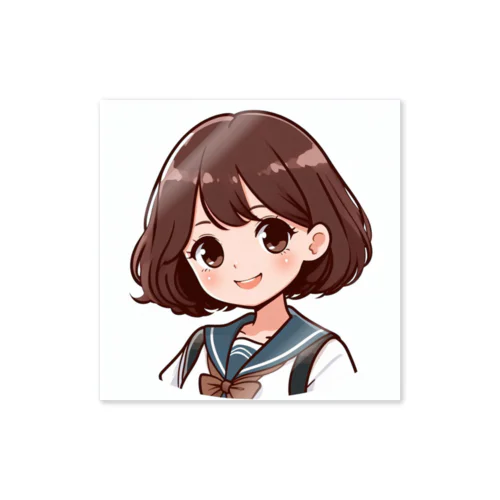 ボブヘアのかわいい女の子 ステッカー