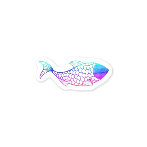 魚　rainbow Sticker