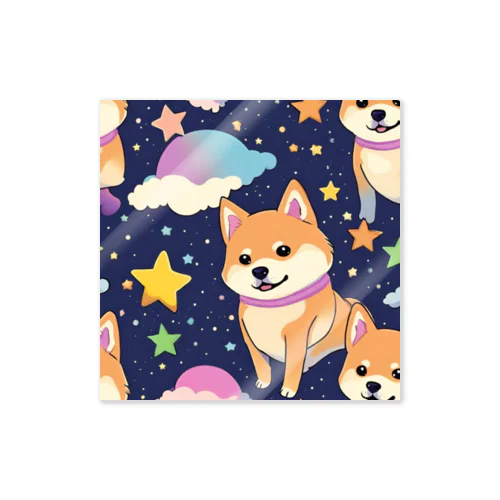 夜空に柴犬 Sticker