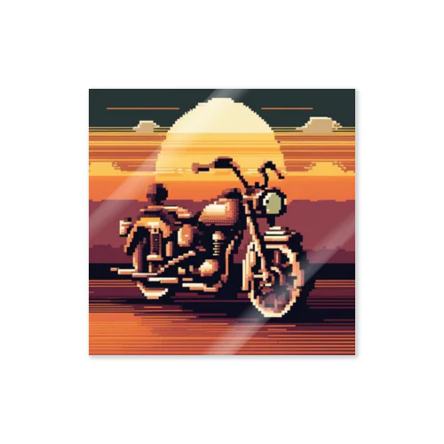 レトロバイクドット　夕日編　№３ Sticker