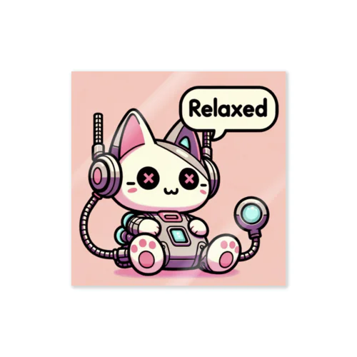 リラックスするサイバーパンクな猫 Sticker