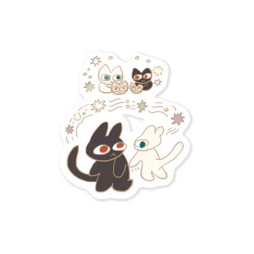 猫と諺・袖振り合うも他生の縁 Sticker