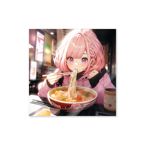 ラーメンをたべる女の子 Sticker