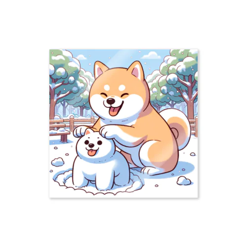 雪　柴犬　可愛い Sticker