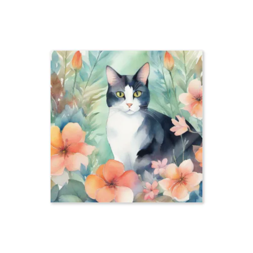 花と猫 Sticker