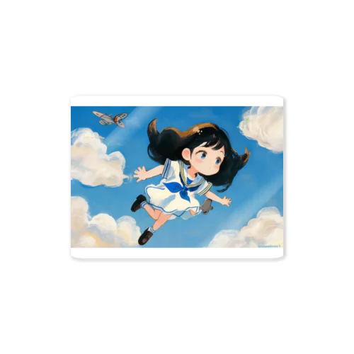 Skyward Dreams: Soaring Girl Art Sticker