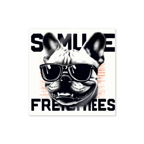 サングラス犬【フレンチブル】（wearing-sunglass French bull） Sticker