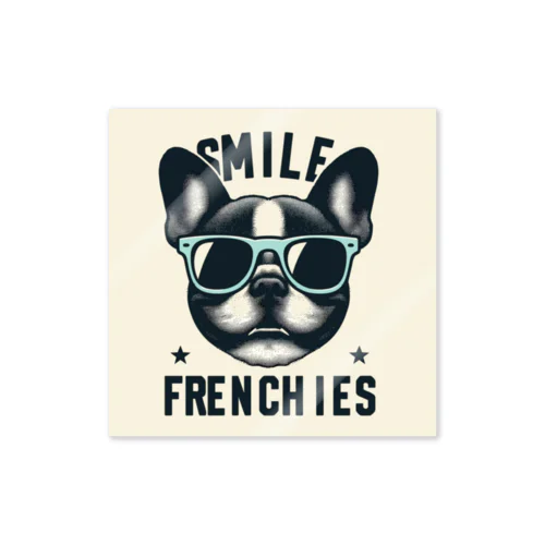 サングラス犬【フレンチブル】（wearing-sunglass French bull） Sticker