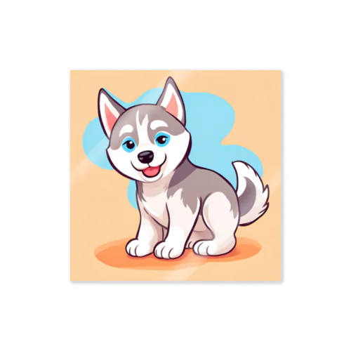 かわいいハスキーの子犬のイラストグッズC Sticker