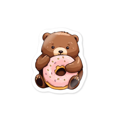 ドーナツを食べるクマ Sticker