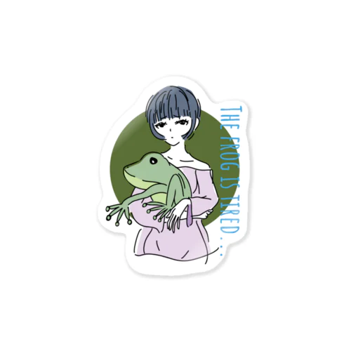 カエル好きな女の子 Sticker