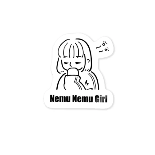 Nemu Nemu Girl （白地に黒） Sticker