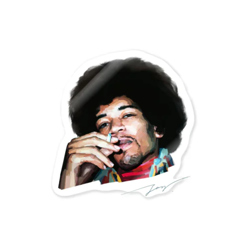 ジミヘン ジミヘンドリックス Jimi Hendrix イラスト 絵 ロック ギター ギターリスト ブルース Sticker