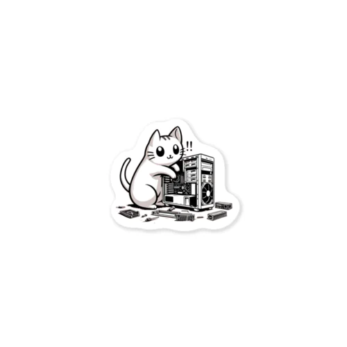 PCクラッシャー猫 Sticker