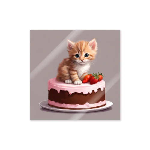 ケーキの上の仔猫ちゃん Sticker