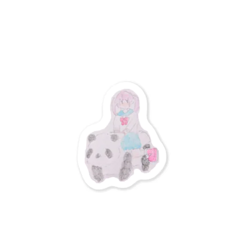 パンダとおんなのこ Sticker