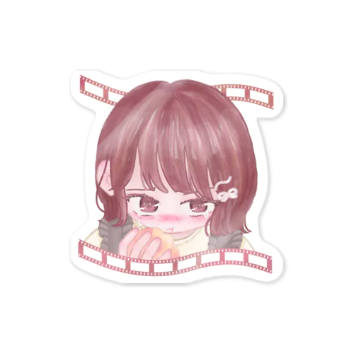 一人で桃食べる女の子 Sticker