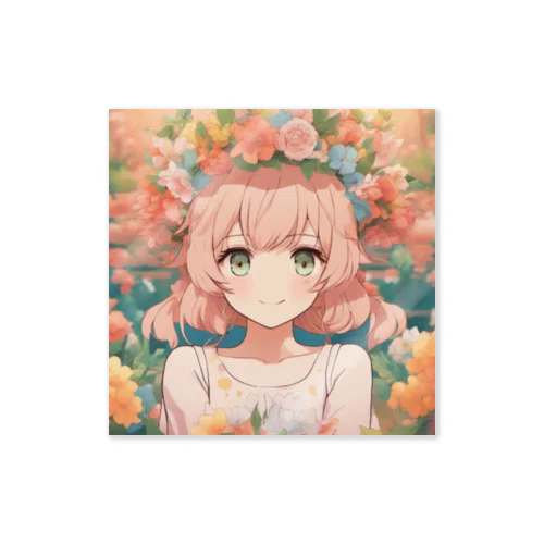  花咲く彼方の美少女のアートコレクションBeauty Amidst Blossoms - Girl's Art Collection Sticker