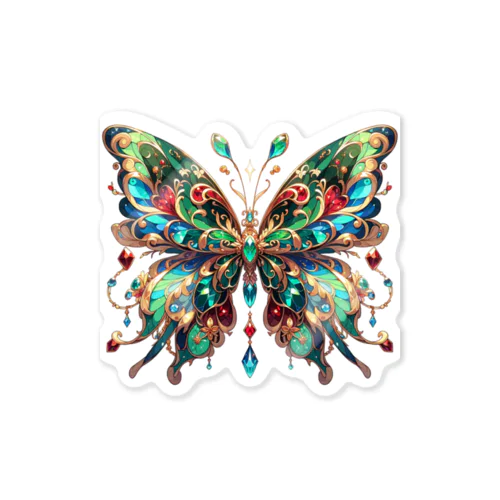 宝石庭園の輝蝶―ジュエルガーデンバタフライステッカー Sticker