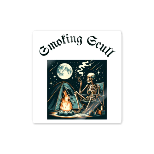 camping smoking skull Sticker