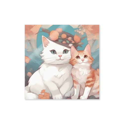 二匹の猫 Sticker