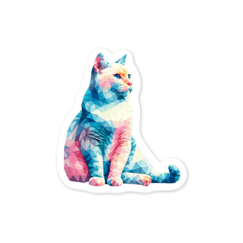 Polygonal Cat in Pastel Colors ステッカー