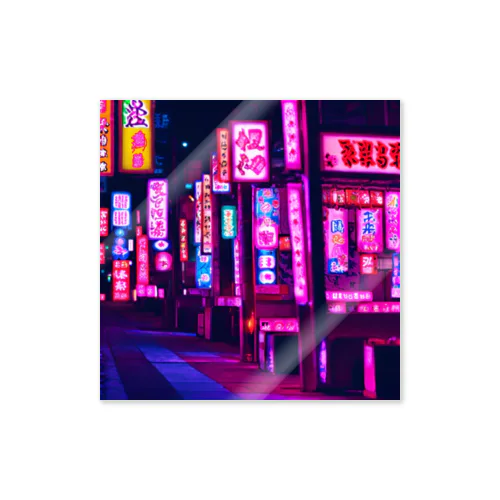 中華的な夜の街並み Sticker