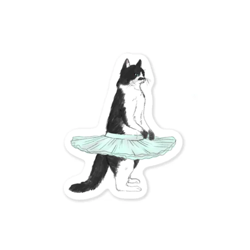 バレリーナ黒ぶち猫 Sticker