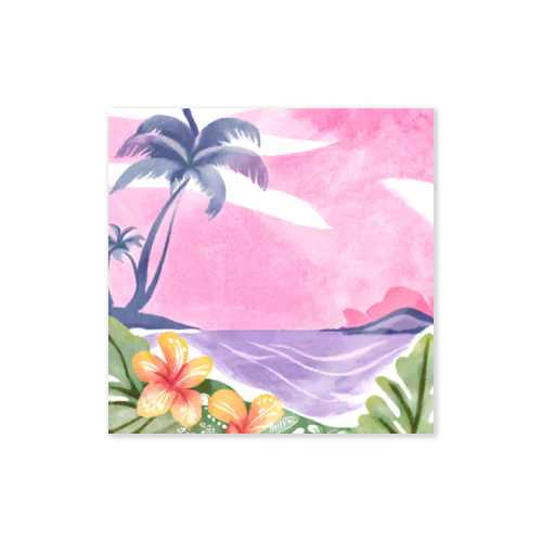 Hawaii　海とハイビスカス Sticker