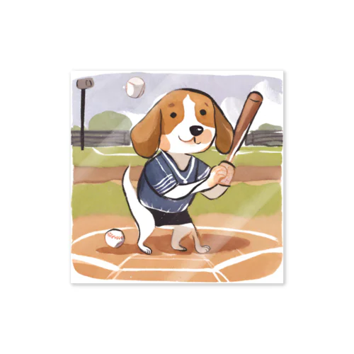 野球犬 ステッカー