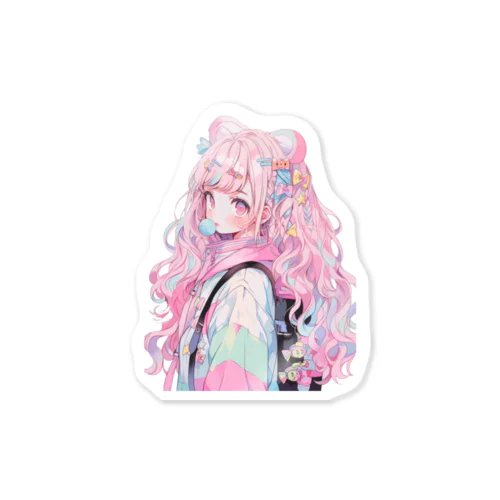 パステルワールドのくまさんガール Sticker