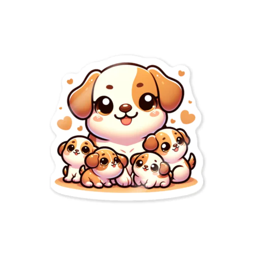 わんぱく子犬とやさしいママ Sticker