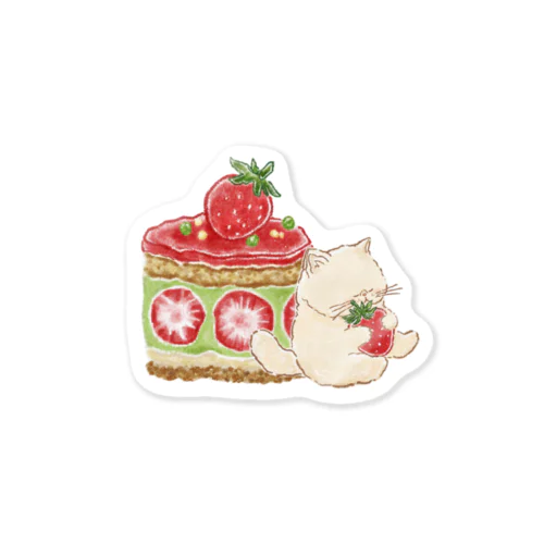 プーミーちゃんといちごとピスタチオのケーキ Sticker