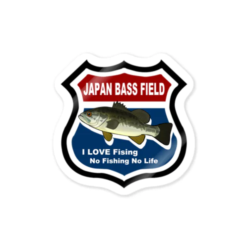 Japan Bass Field バス釣り大好き ロードサイン風 Sticker