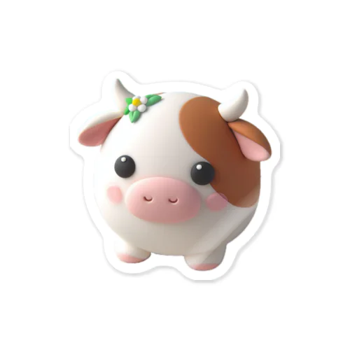 可愛い💕まんまる◯シリーズ✨　牛🐮 ステッカー