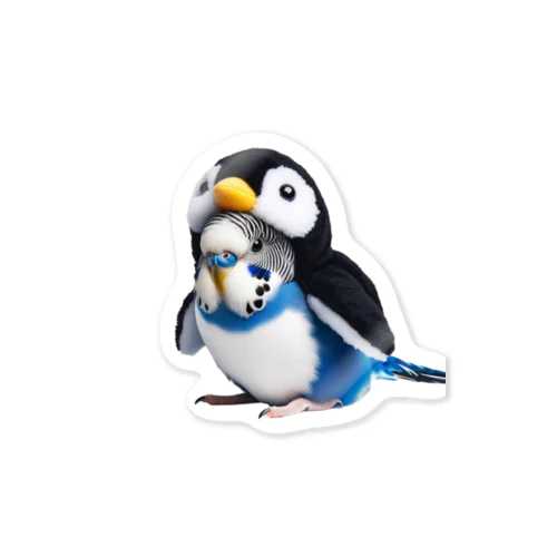 ペンギンの着ぐるみを着たセキセイインコです。 Sticker