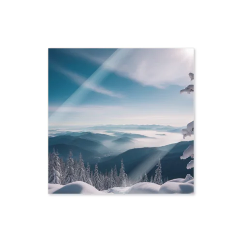 青空と山の風景 ステッカー