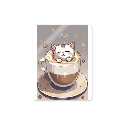 至福のカプチーノ猫🐈 ステッカー