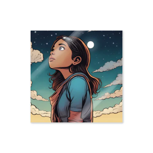 The girl who looks at the sky Sticker