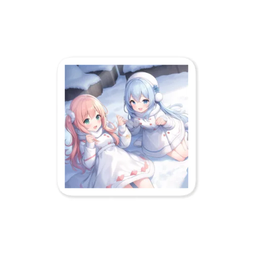 雪遊びする女の子 Sticker