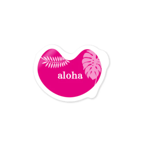 ピンク　ハート　aloha Sticker