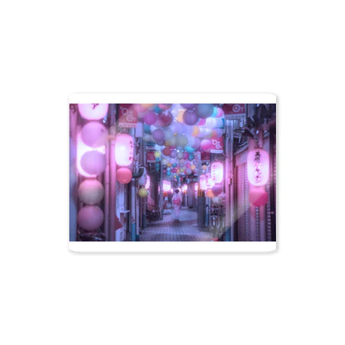 サイバーパンク夜の芸者写真 Sticker