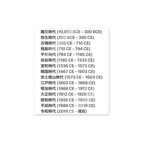 日本の年号一覧 Sticker