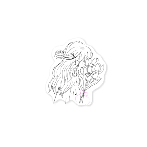 韓国風！ボタニカルフラワー✕女の子 Sticker