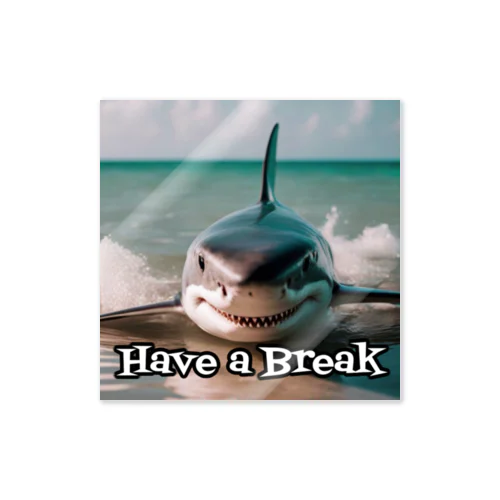 海岸で休憩するサメ ステッカー