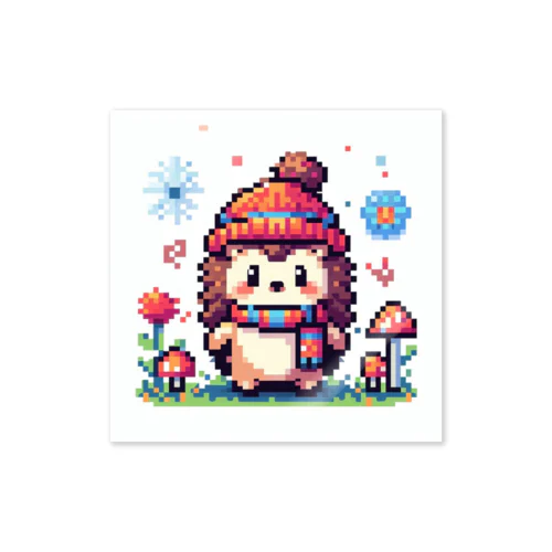 ドット絵防寒ハリネズミ Sticker